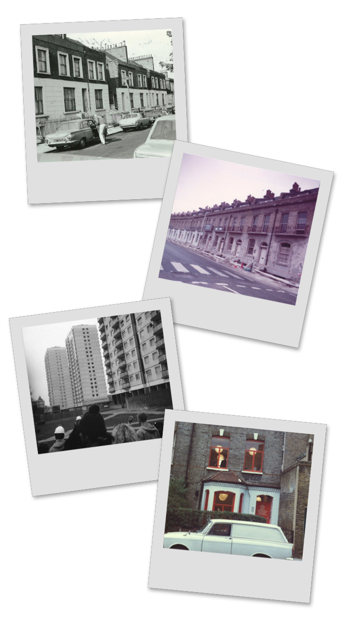 Collage of historic developments